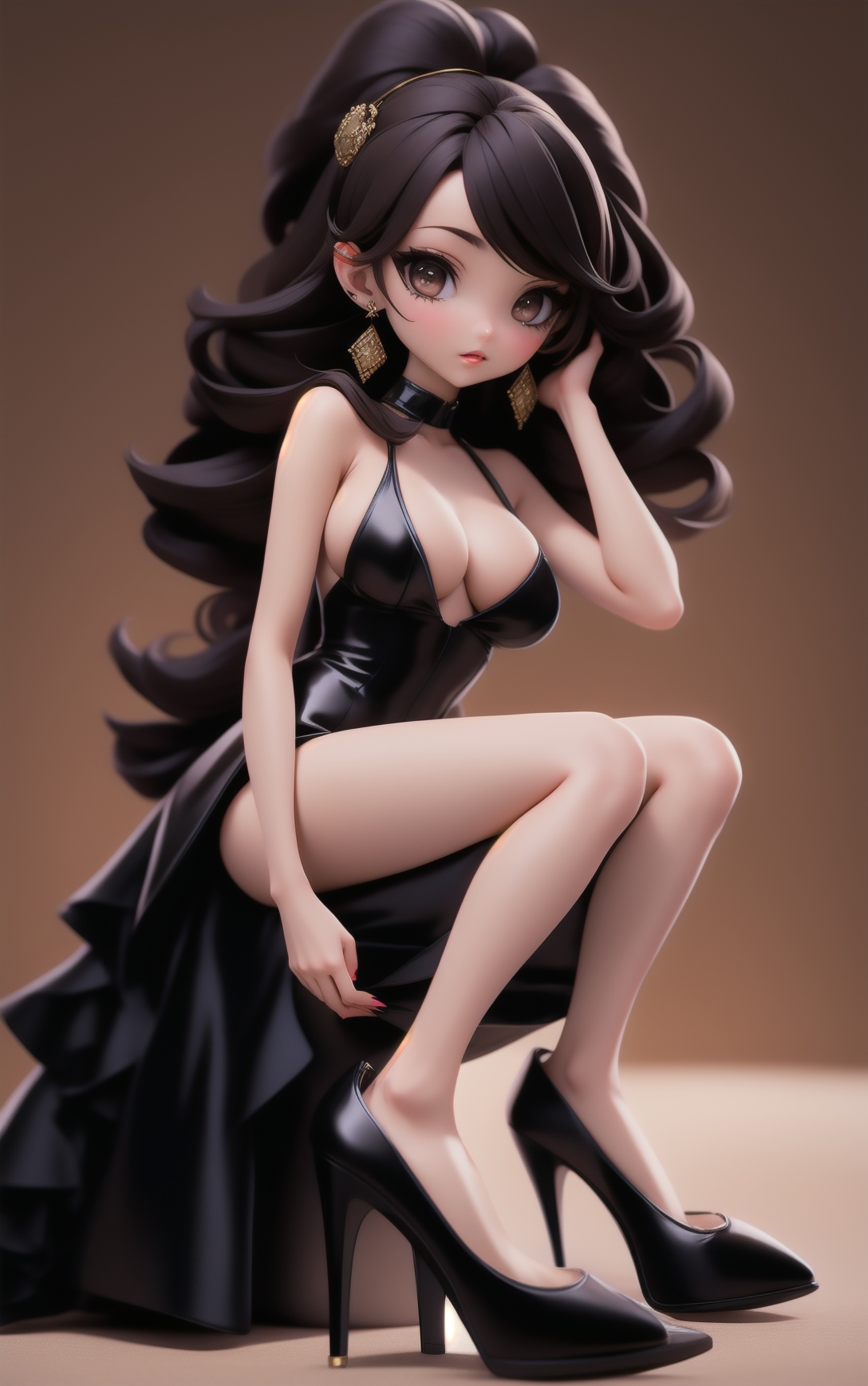 Yuya Mikami,  a woman in a black bodysuit sitting on a bed with her legs crossed and her hand on her chin,  1girl on Tenso...