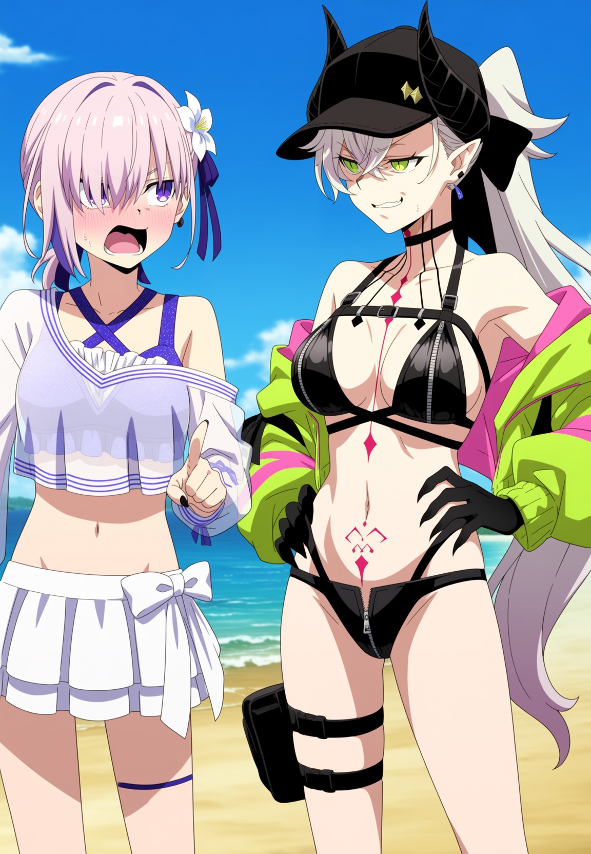 2girls,  purple hair,  purple eyes on Tensor.Art