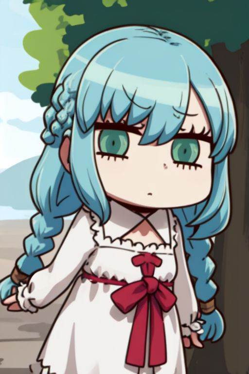 1girl,  light blue hair,  single braid on Tensor.Art
