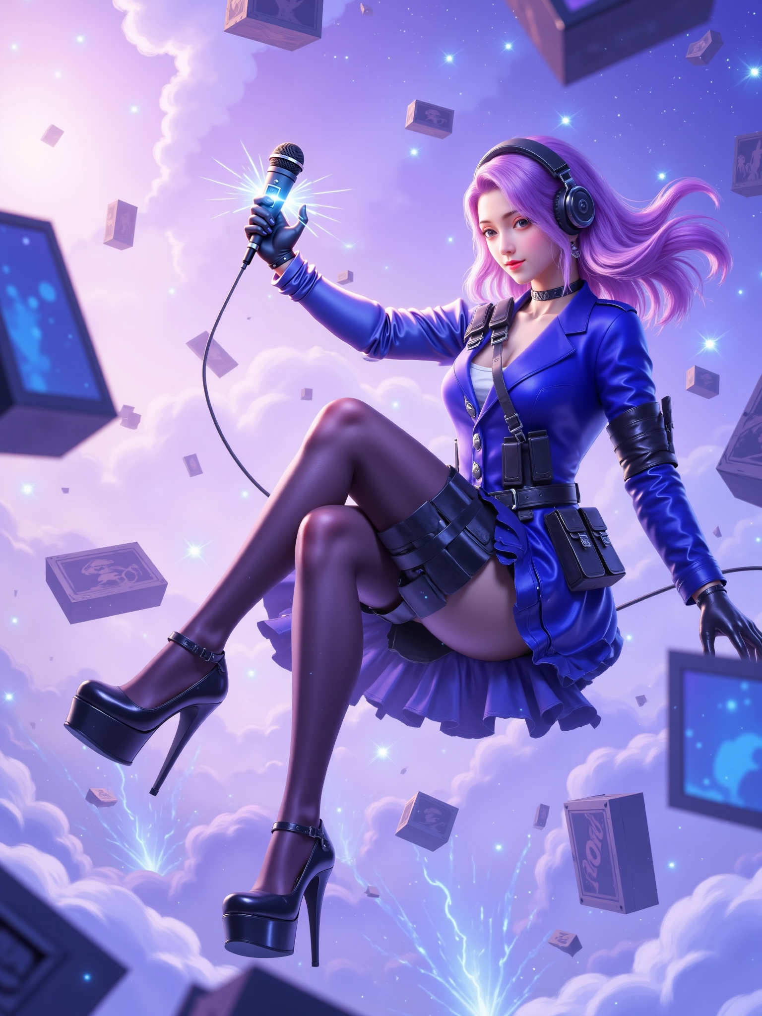 Fantasy style,comics,<lora:F.1_梧桐_厚涂风插画_v1.0:0.1>,<lora:flux-lora-云悠悠1:0.2>,Microphone in hand,