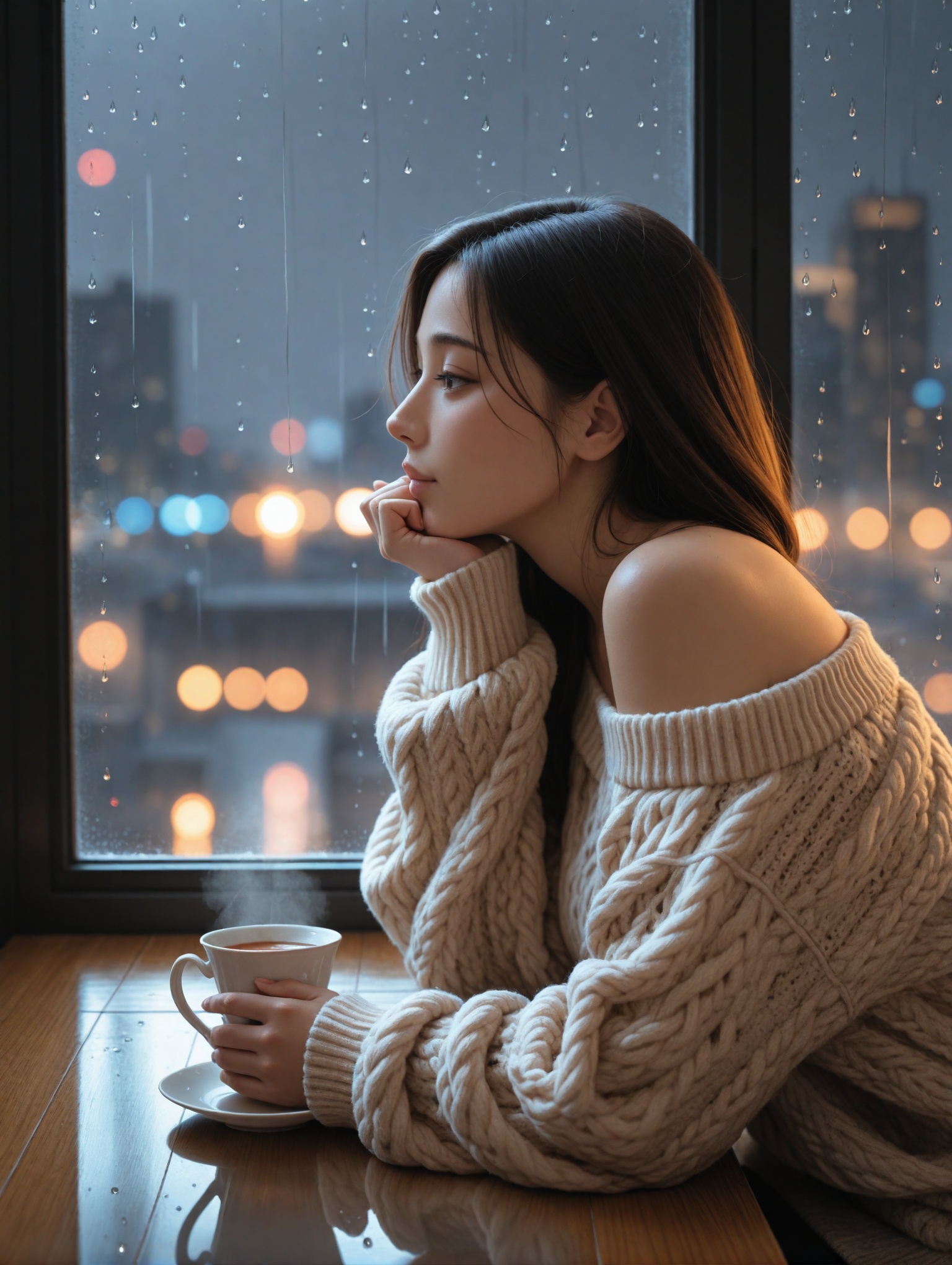 1girl,  mature,  (chin resting on hand) on Tensor.Art