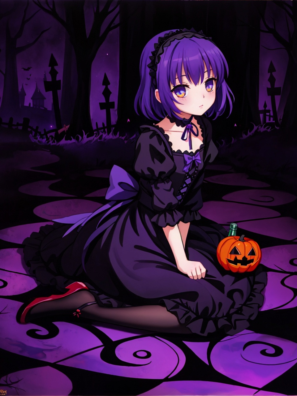 Alice,  Halloween Town,  swirling darkness on Tensor.Art