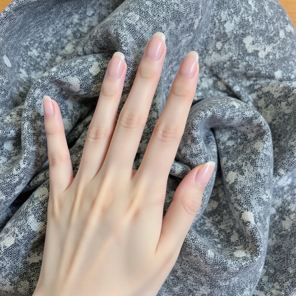 Close-up of a slender hand with clear skin texture and fair as snow, and the background is exquisitely patterned fabric sheets.