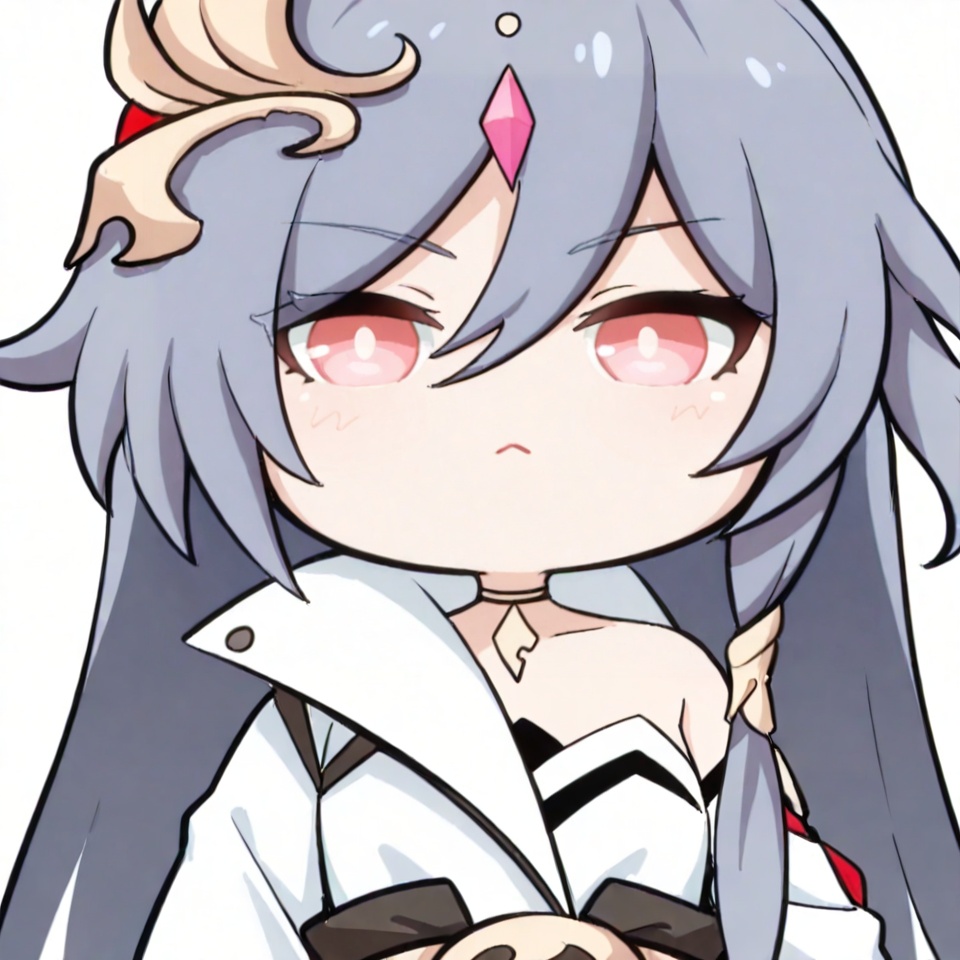 masterpiece, best quality,(white background:1.2),looking at viewer,SOLO,simple background,  chibi, fu_hua, anime_style, fu hua<lora:RENOUXUEYUAN-ILL:0.8>