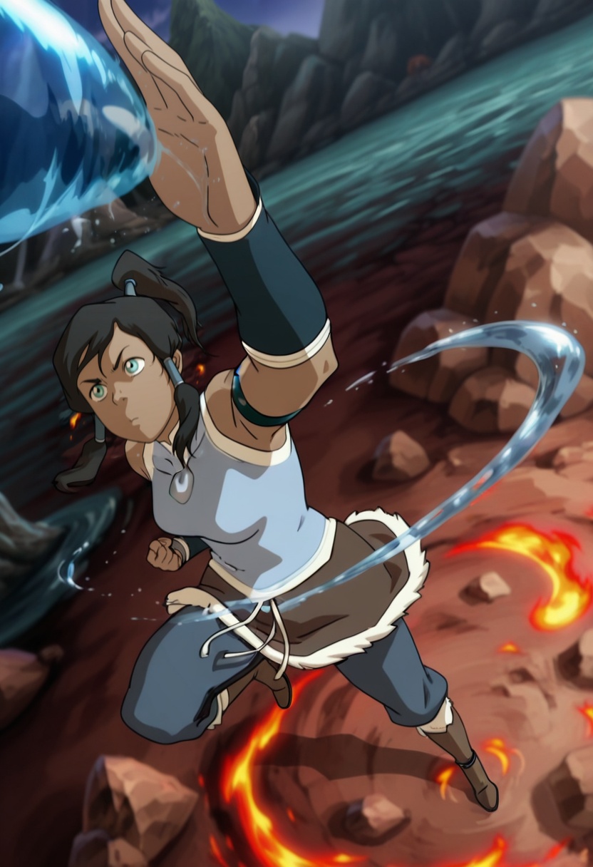 In the avatar TV animation style,  AvatarKorra,  1girl on Tensor.Art