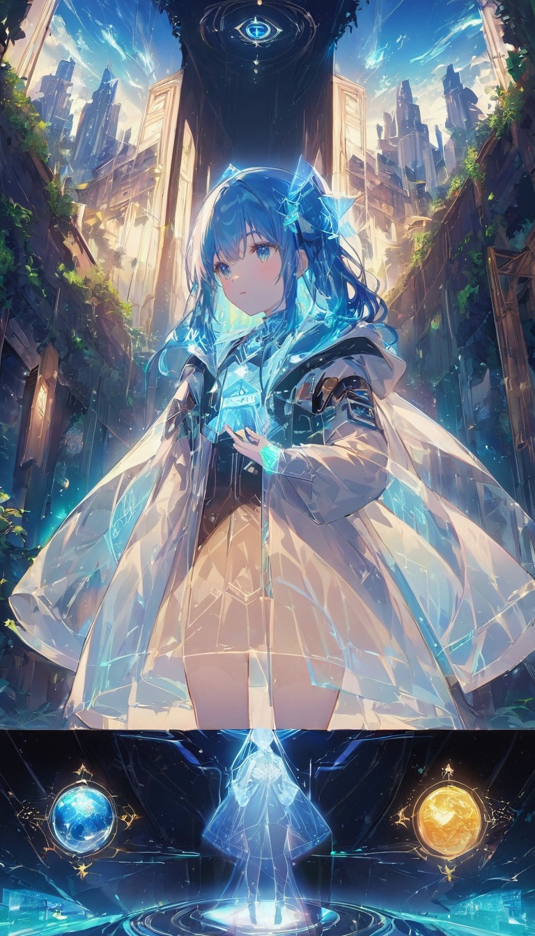 hologram_art_style,  hologram,  1girl on Tensor.Art