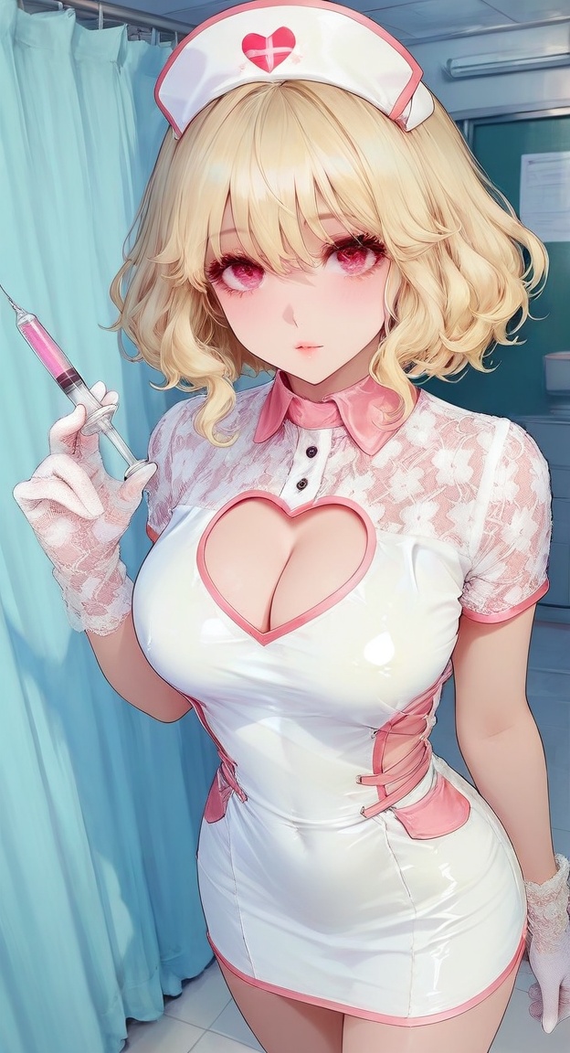white gloves,  cleavage,  nurse on Tensor.Art