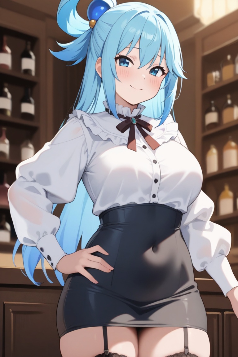 aqua \(konosuba\),  1girl,  long hair on Tensor.Art