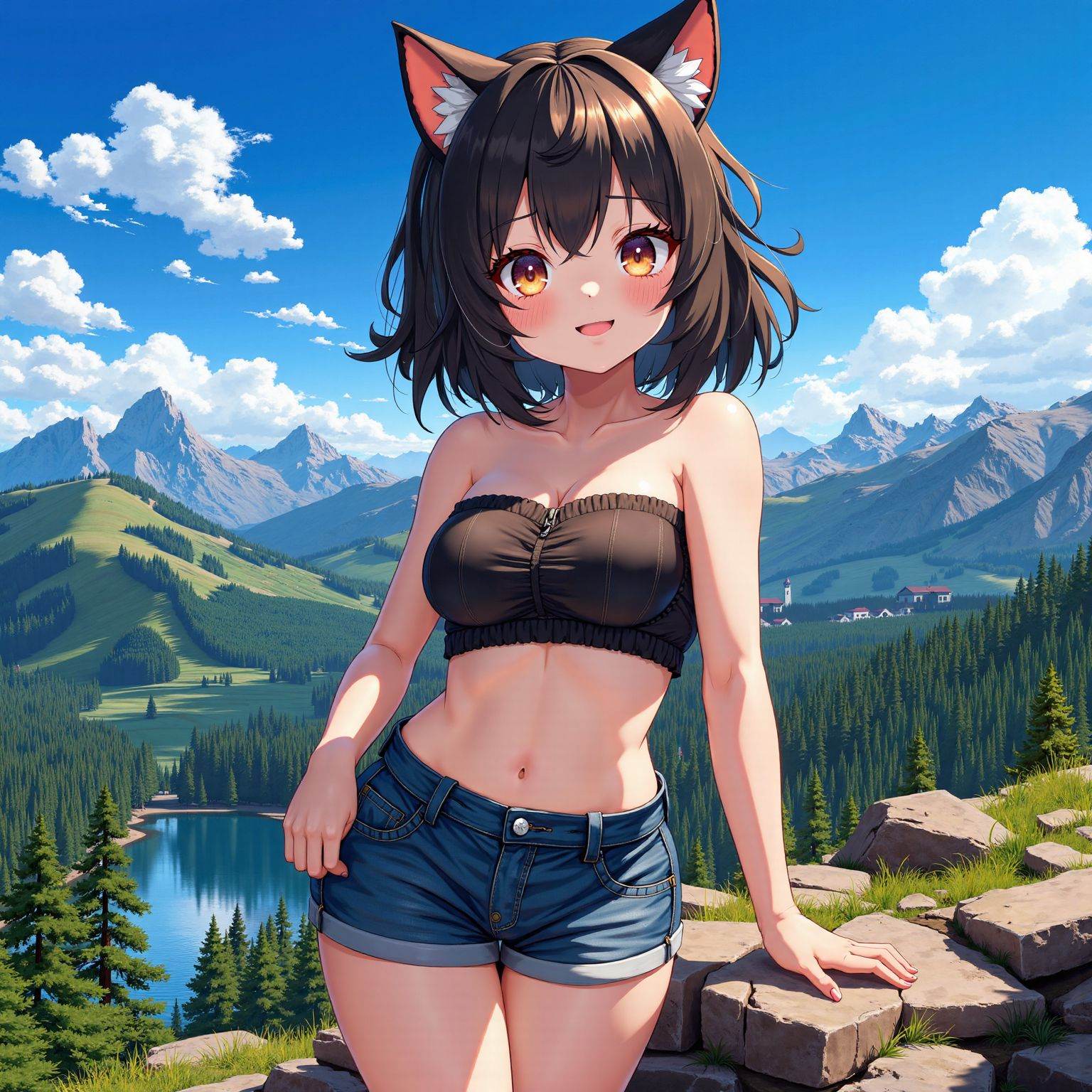 1girl,  smile,  cat ears on Tensor.Art