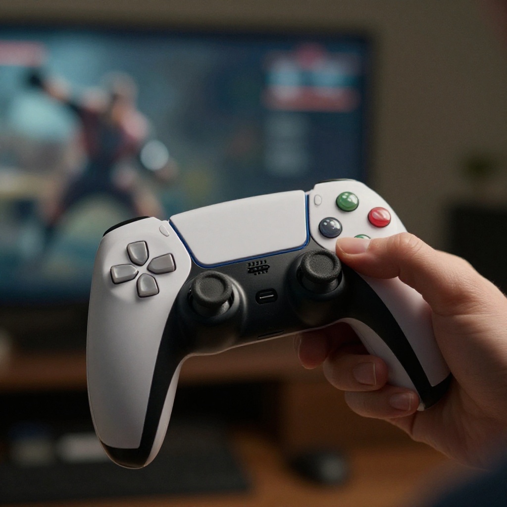 cinematic film still of Sharp detailed high quality image of a person holding a game controller in their hand,  detailed b...