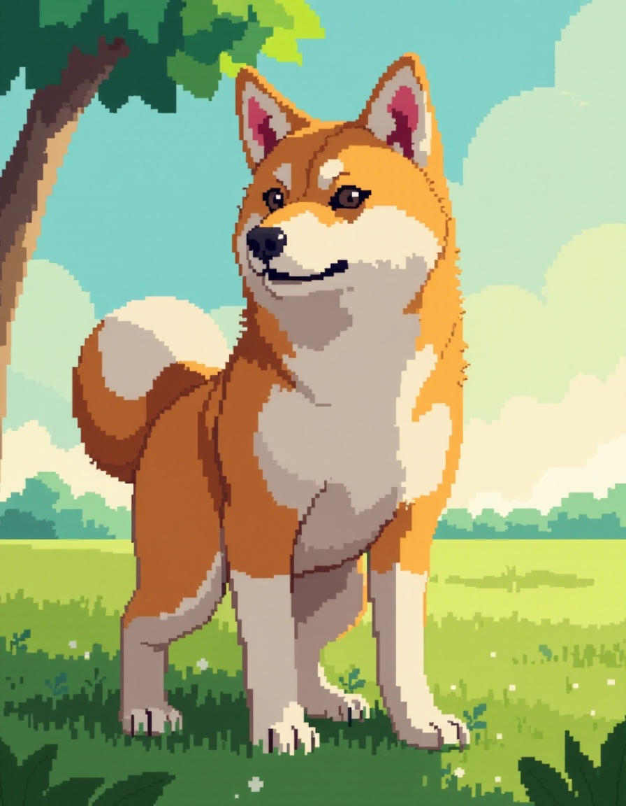 pixelart,  dog shiba inu,  solo on Tensor.Art
