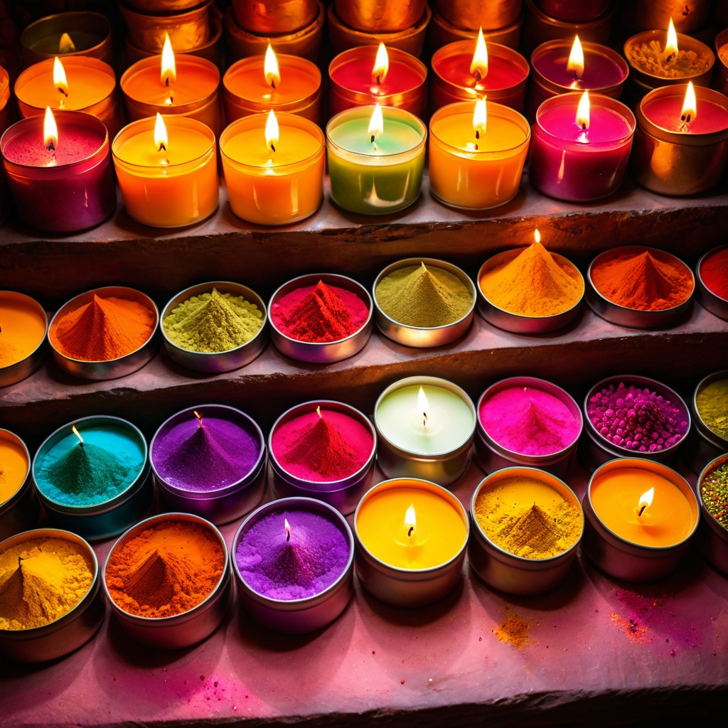 sceneindiaspice,  a scented candle,  Indian spice market stall on Tensor.Art