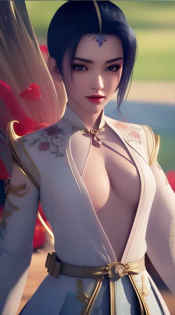 (,1girl, ,best quality, ),looking at viewer, <lora:444-DA-真阳武神-禅银纱-男装:0.8> ,,ultra detailed background,ultra detailed background,ultra realistic 8k cg,, ,masterpiece, (( , )),ultra realistic 8k cgSurrounded by strange, movie perspective, advertising style, Colorful background, splash of color A beautiful woman with delicate facial features,tattoo all over body, flower arms, 