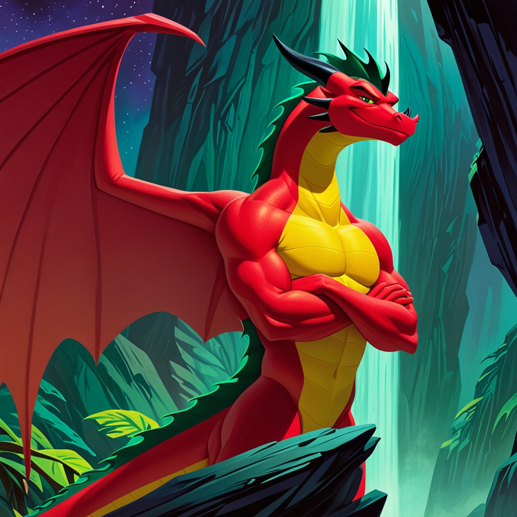 red body,  yellow countershading,  membranous wings on Tensor.Art