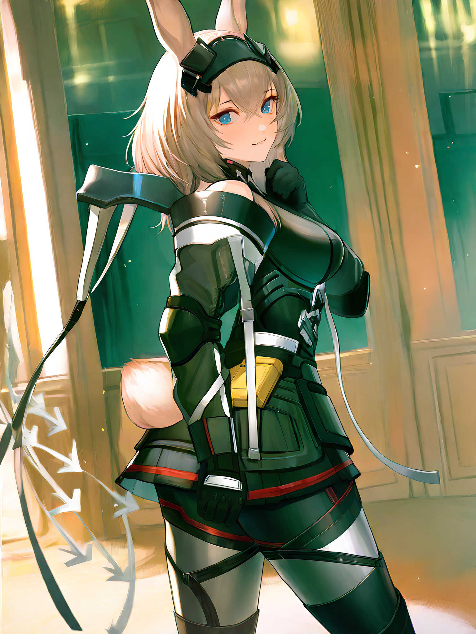 Avywenna,  girl with long rabbit ears,  short light brown hair with bangs on Tensor.Art