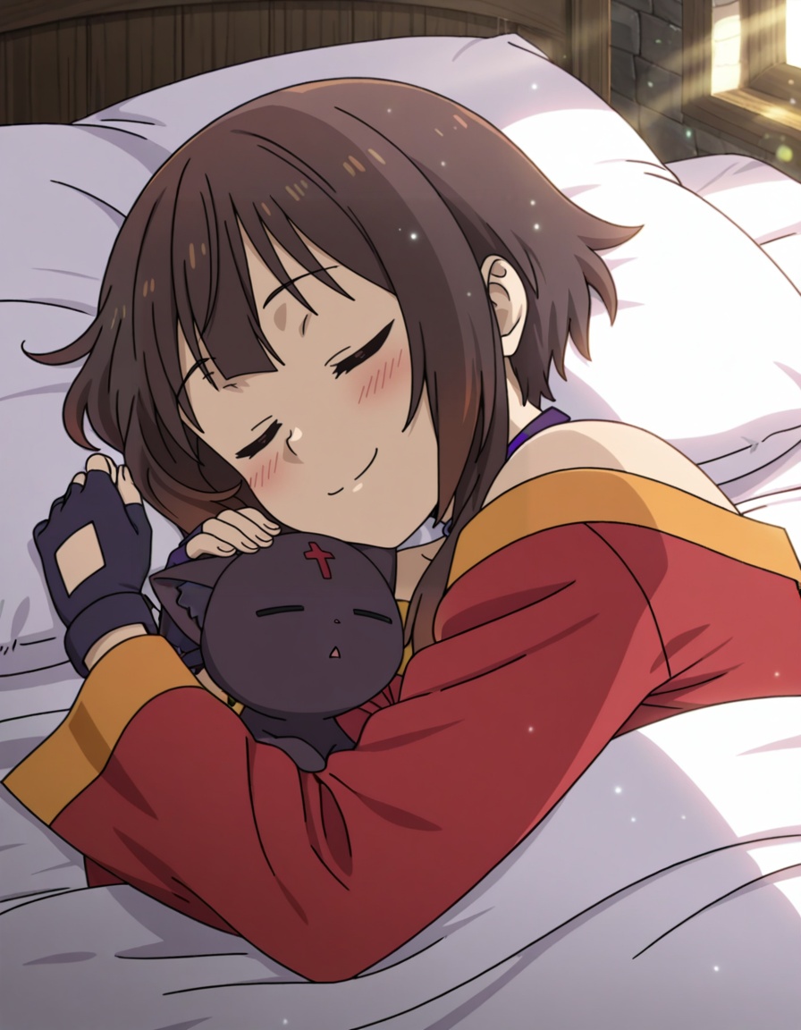 megumin,  closed eyes,  brown hair on Tensor.Art