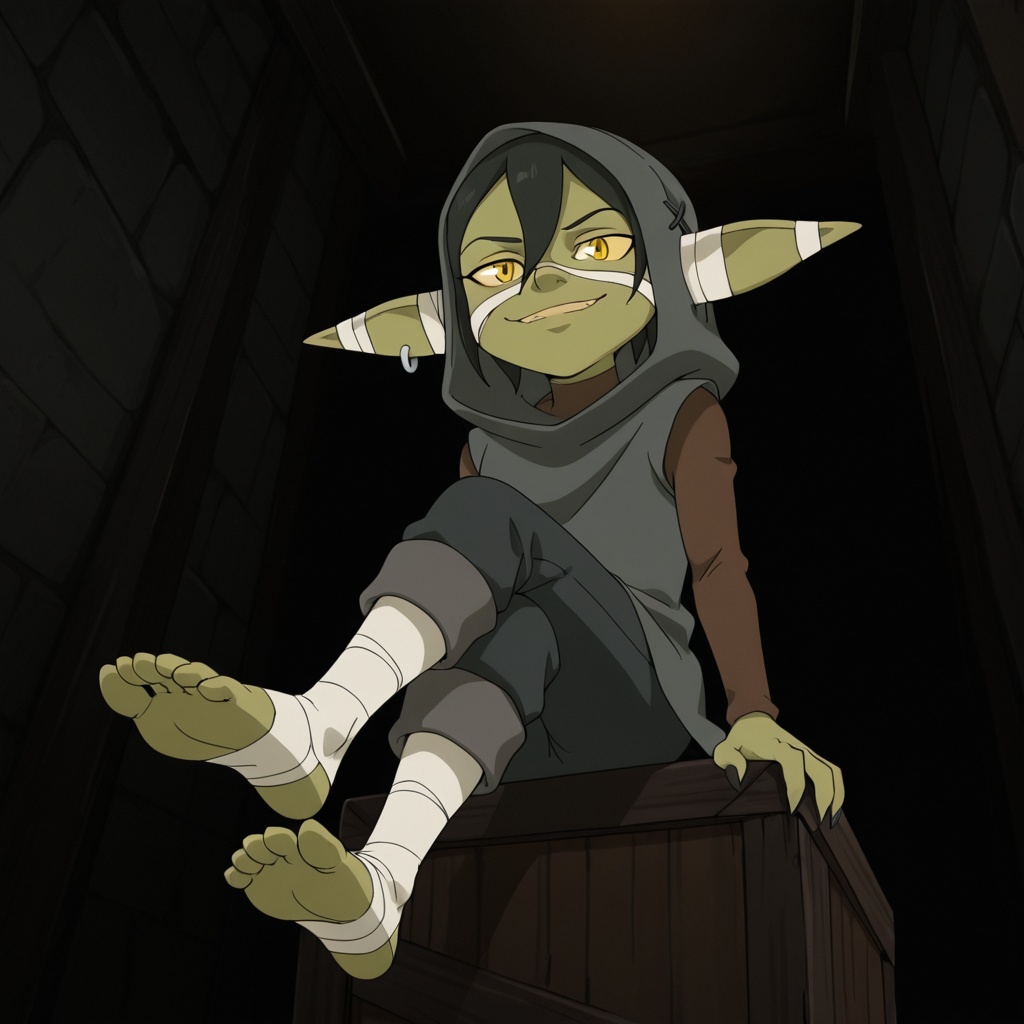 pointy ears,  black hair,  colored skin on Tensor.Art