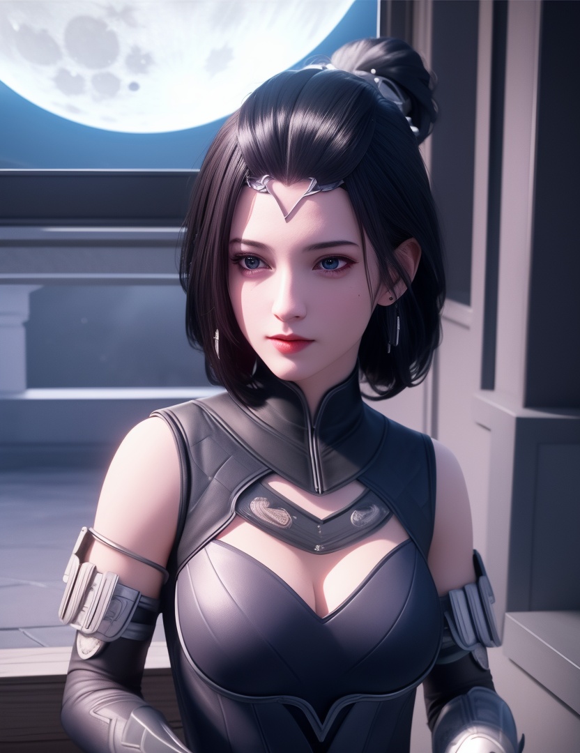 <lora:529-DA-诛仙-幽姨:0.8>(,1girl, ,best quality, ),looking at viewer,masterpiece, (( , )),, realistic,science fiction,mole, ultra realistic 8k cg, moonlight,full moon,