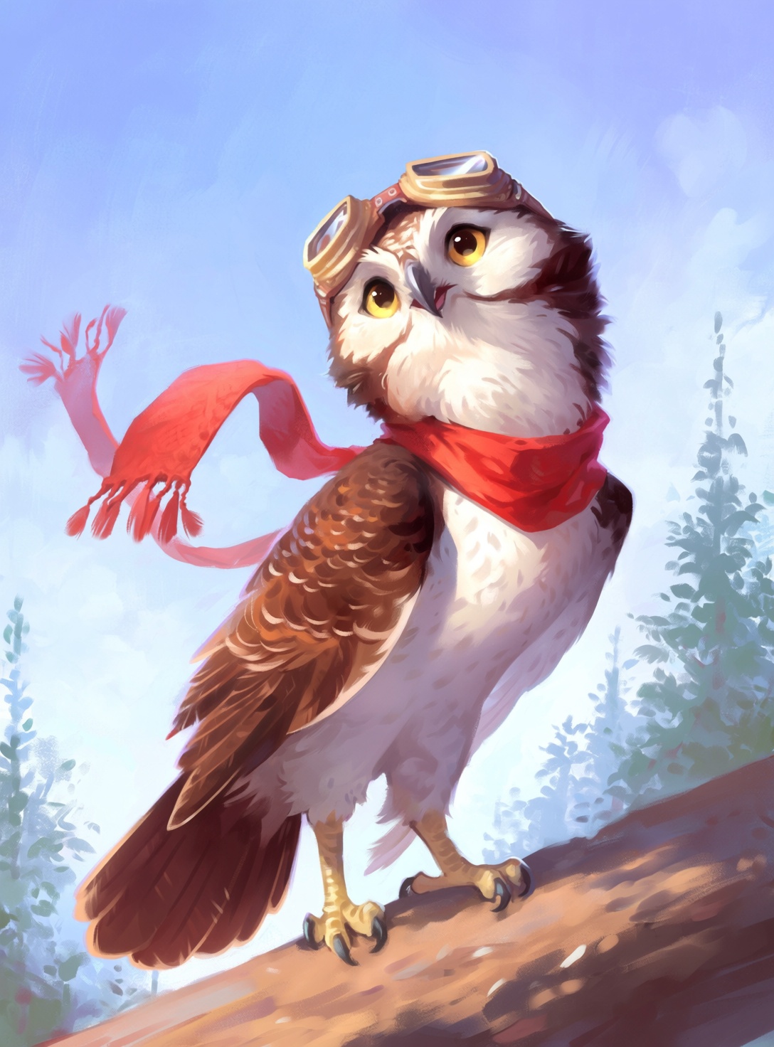 @himmis,  A detailed portrait of a fierce avian creature resembling an osprey or true owl standing solo against a simple n...
