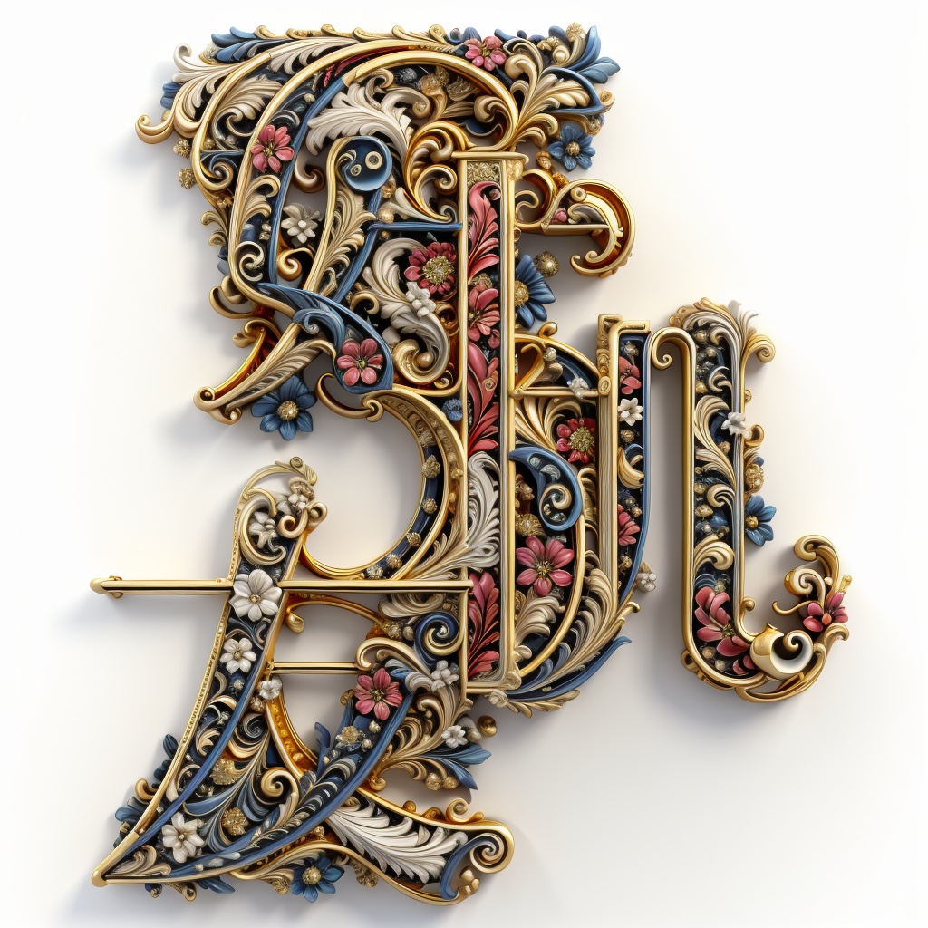 baroque style,hjyvktrtext2,<lora:hjyvktrtext2--000019:0.75>,((gold boder)),(white background:1.4),simple background,letter,text design,masterpiece,best quality,(highly detailed),((fractale art)),high key,white flower,light background,