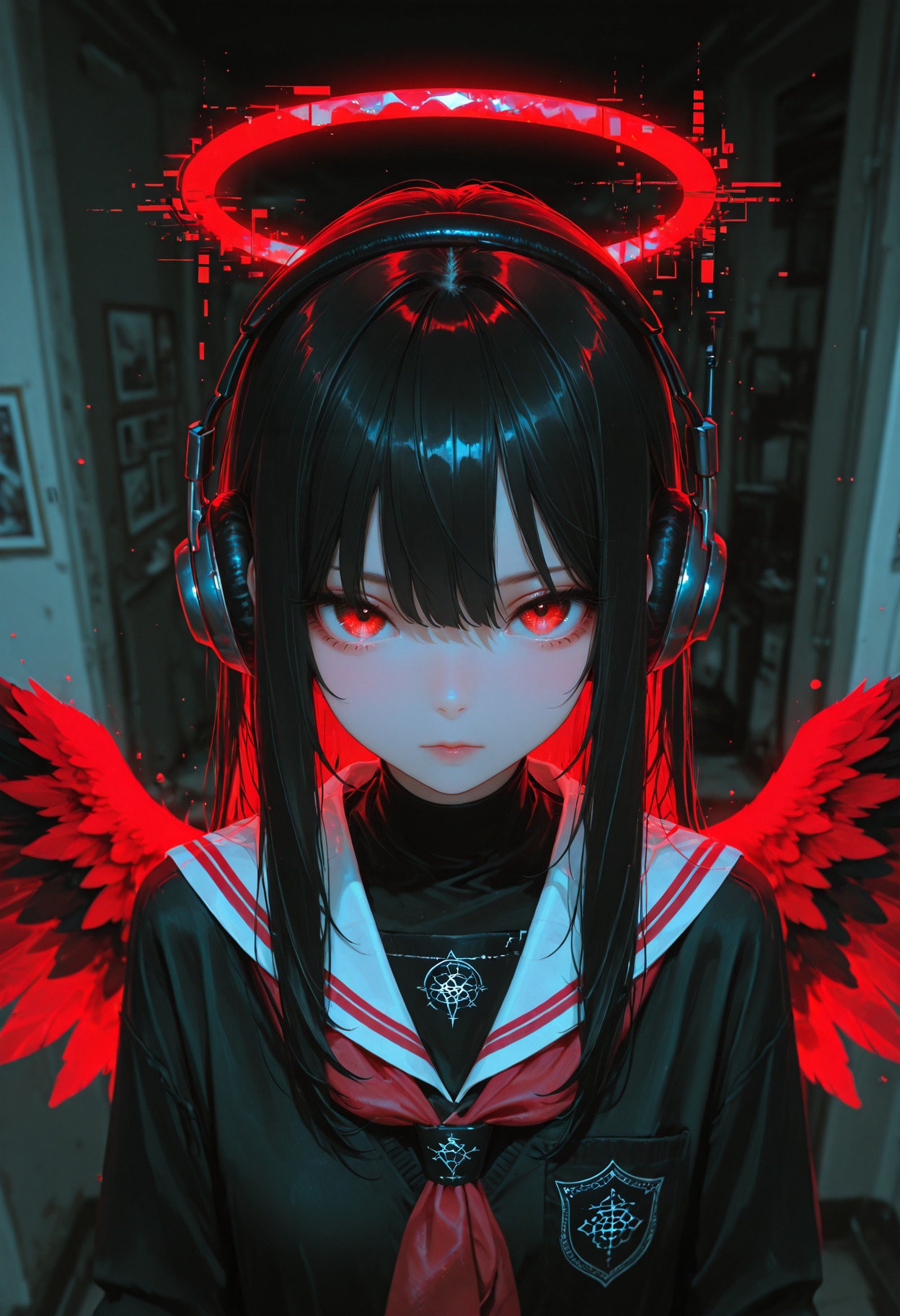 surreal ,  black and red,  glitch effects on Tensor.Art