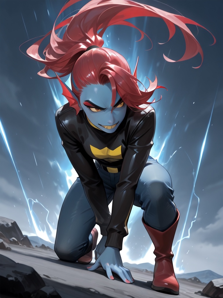 1girl,  undyne (undertale),  (pokemon) on Tensor.Art