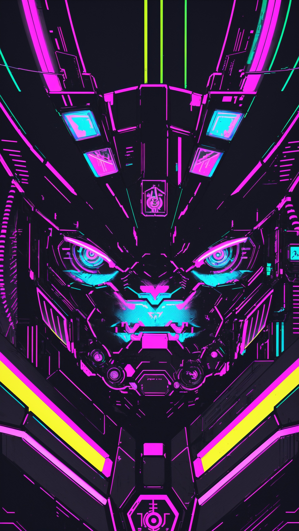 cat portrait,  cyberpunk,  black background on Tensor.Art