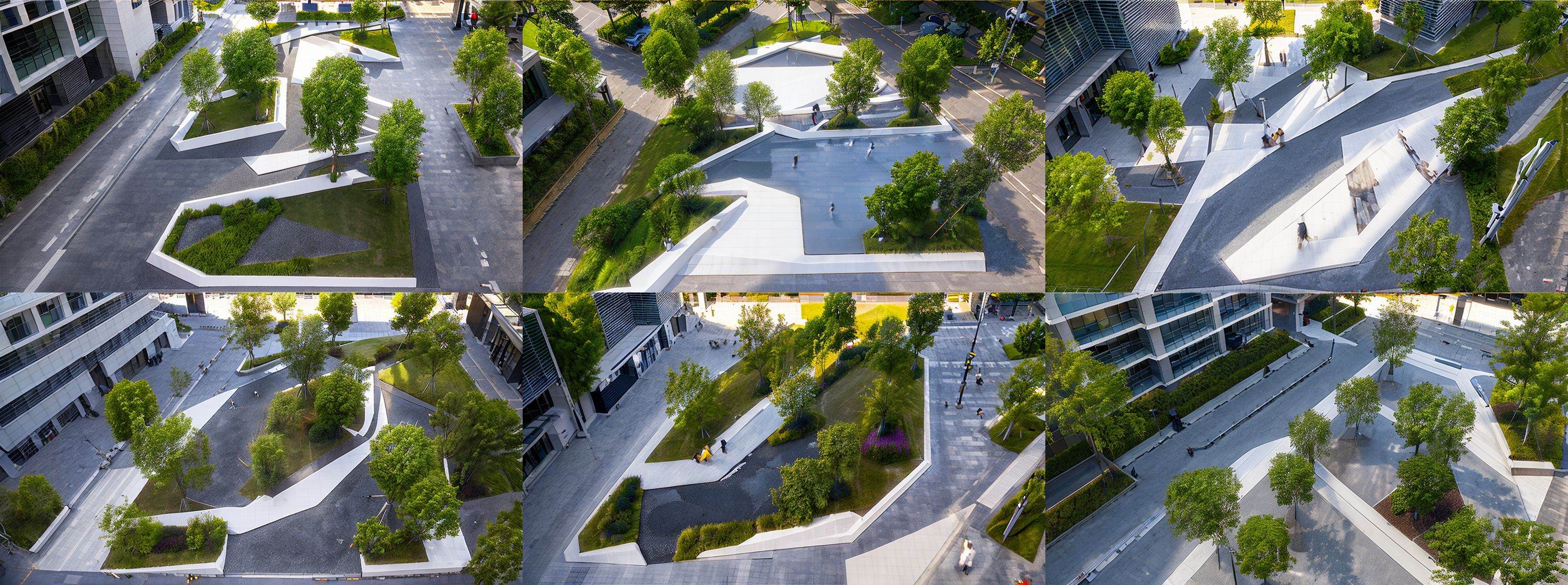 realistic,<lora:折线景观:0.9>,human viewpoint,perspective,park,commercial street,low point perspective,
