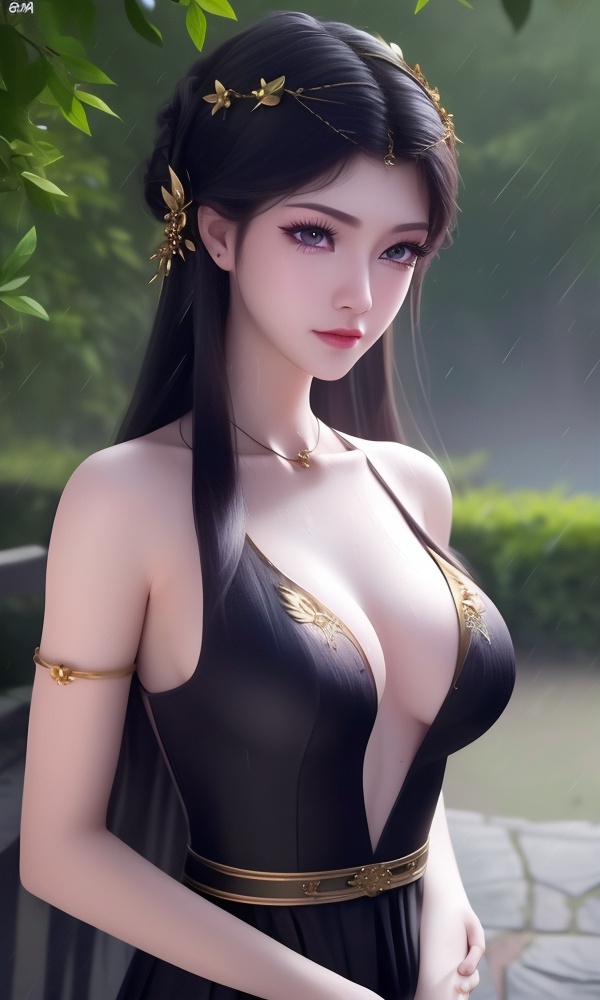 (,1girl, ,best quality, ),looking at viewer, <lora:408-DA-凡人修仙传-卓如婷:0.8> ,, ,masterpiece, (( , )),,ultra realistic 8k cg, ,      ,building, bare_shoulders,cleavage cutout, eyelashes,magic,hydrokinesis,sweat, wet, rain, ,       (()), (), 