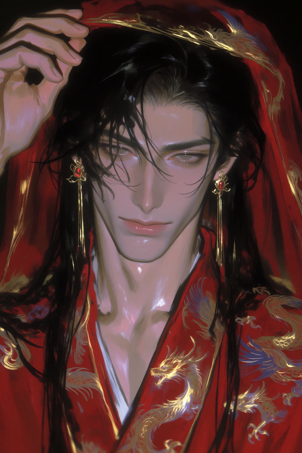 extremely handsome ancient chinese man,  perfect symmetrical face,  sharp jawline on Tensor.Art