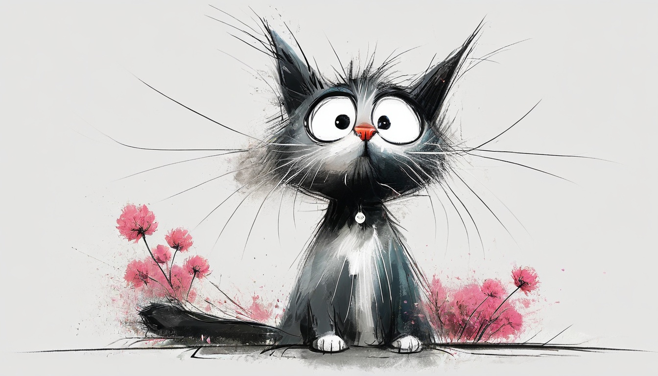 impactful color paint of cute drawing of a Cat in a garden ,  highly detailed,  8k on Tensor.Art