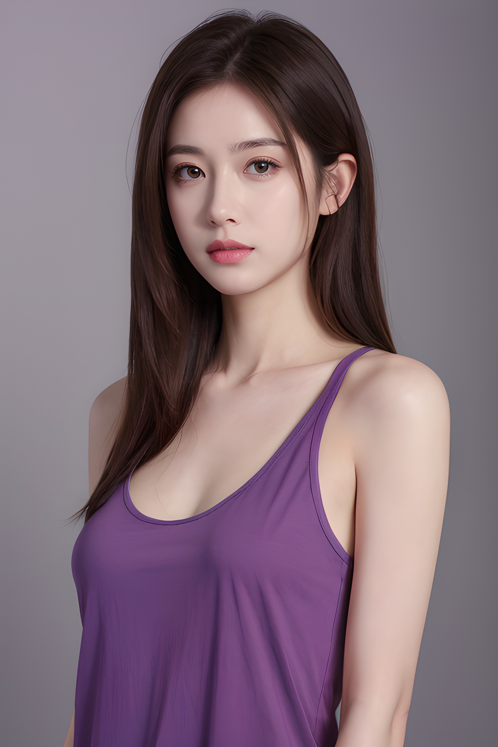 <lora:0816_09:0.7>,simple background,****_top,purple,, 1girl,realistic,masterpiece, best quality, photorealistic, HDR,detail