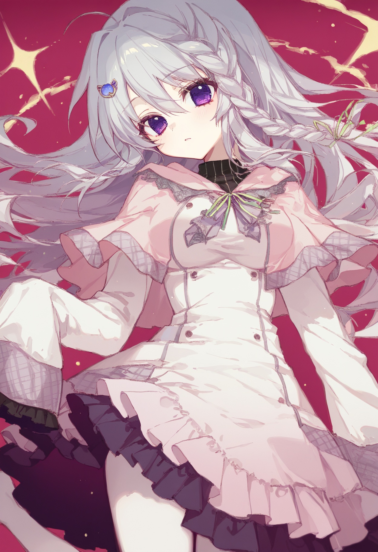 niimi sora, nimi_sora, 9-nine-, <lora:soraxl_noob:0.6>, year 2023, 1girl, alternate costume, dress, frilled dress, frills, lolita fashion, looking at viewer, pink capelet, pink dress, sleeves past fingers, sleeves past wrists, solo, sweet lolita, white pantyhose, best quality, amazing quality, very aesthetic, absurdres, artist:hachio81, artist:kumeki_(kk4615), [[[artist:gishiki_(gshk), akakura, artist:ciloranko, artist:tekito_midori, (artist:ningen_mame:0.4), (artist:hxxg:0.7)]]]