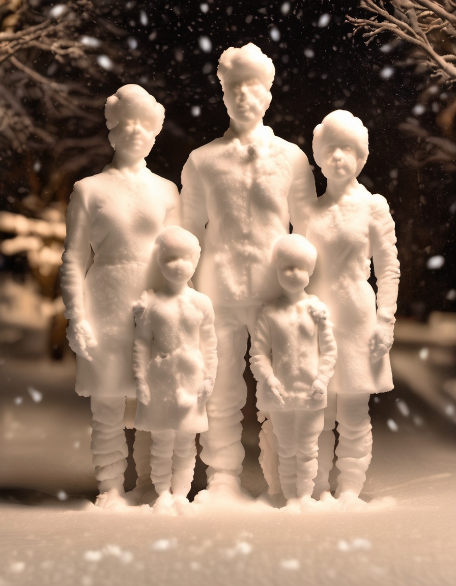 award-winning photo of a family made of snow,  cinematic on Tensor.Art