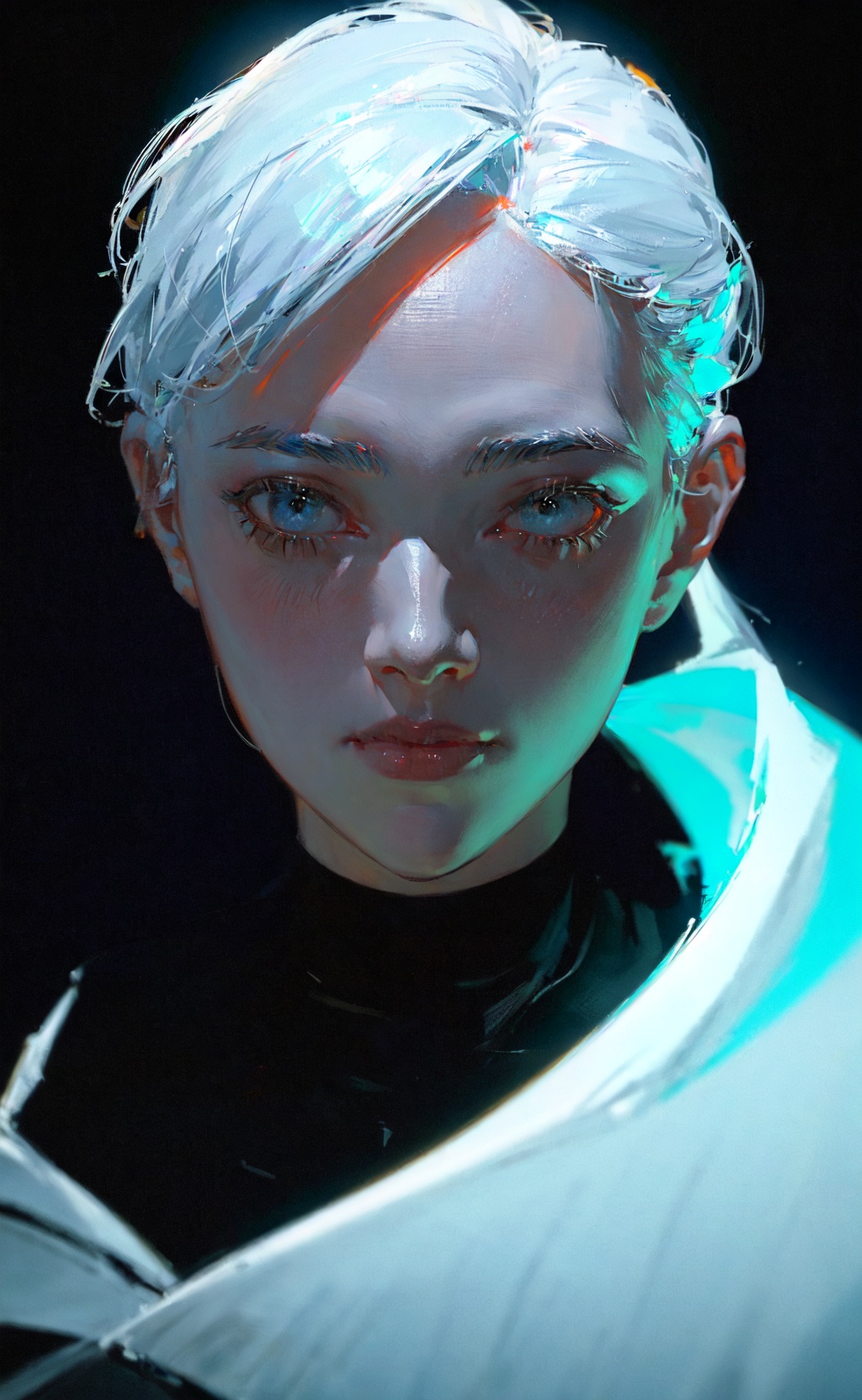 (editorial close-up portrait of cyber ghost),  hack,  code on Tensor.Art