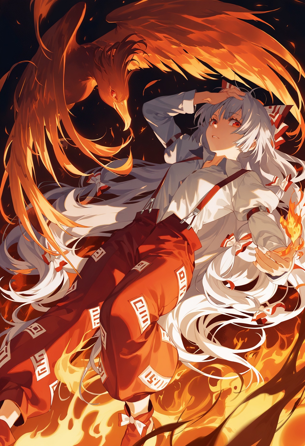 fujiwara no mokou,  touhou,  1girl on Tensor.Art