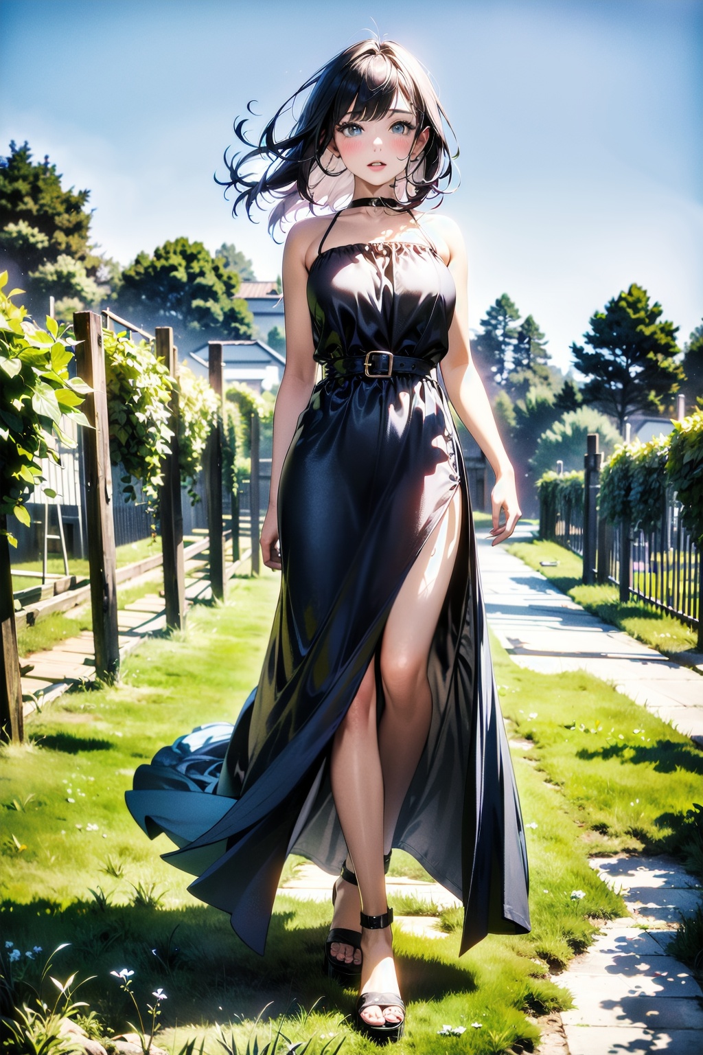 ***** woman with ginger hair,  black dress,  vineyard on Tensor.Art