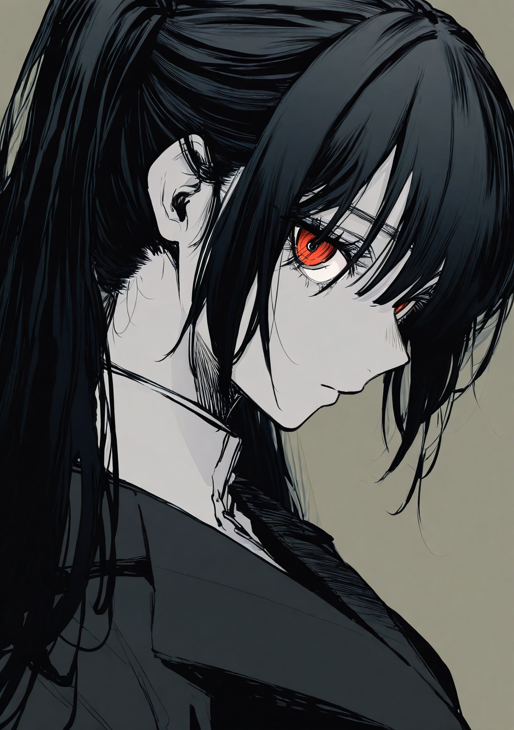 1girl,  spot color,  monochrome on Tensor.Art
