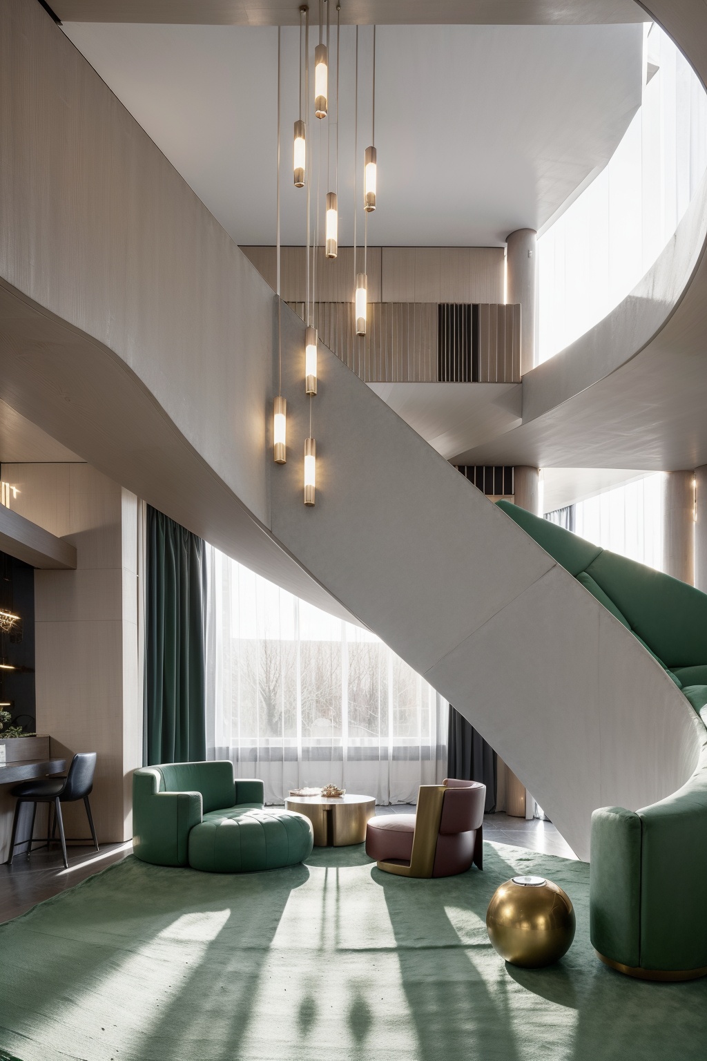 Green Gold Theme Hotel8K, HD, High Quality, High Resolution, Details, Realism, Masterpiece, Realism, Masterpiece
