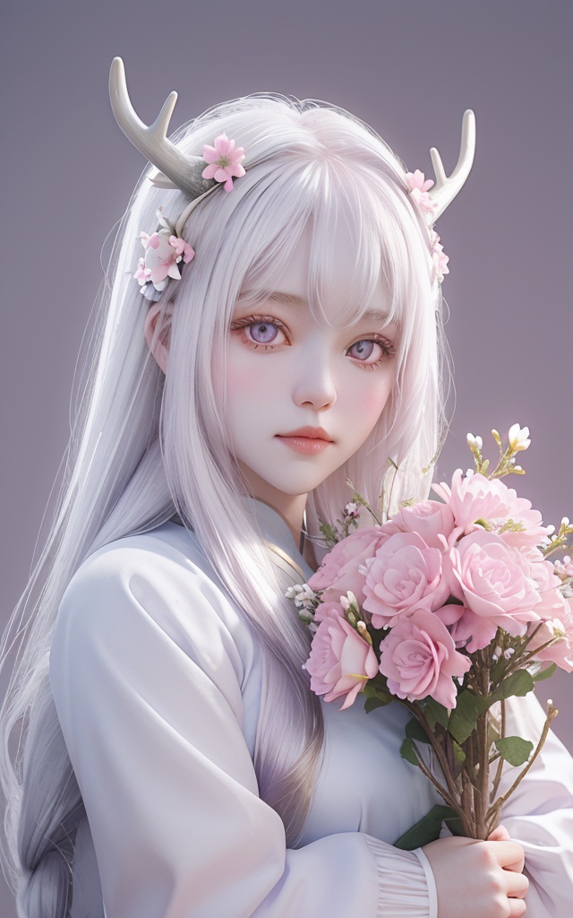 1girl,  She has snow-white skin,  long silver white hair on Tensor.Art