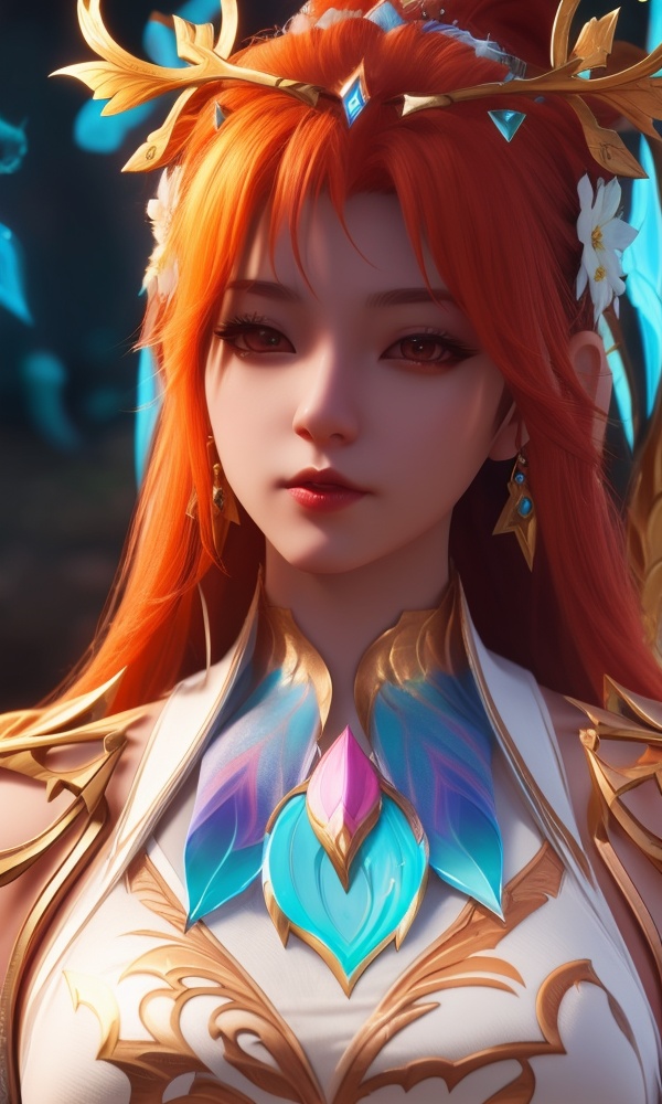 (,1girl, ,best quality, ),looking at viewer, <lora:368-DA-沧元图-柳七月-凤凰变身:0.7>,ultra detailed background,ultra detailed background,ultra realistic 8k cg,, ,masterpiece, (( , )),, ,tamari \(flawless\),, spirit blossom \(league of legends\),   ,   (()), (), ,,