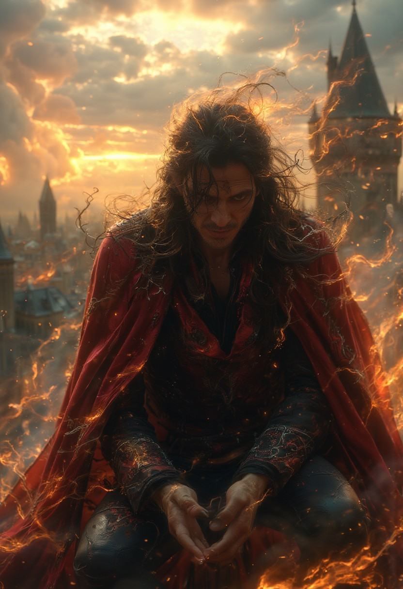 8k wallpaper a captivating and highly detailed image of an angry lord vampire with a torn intricate cloak,  a vampire lord...