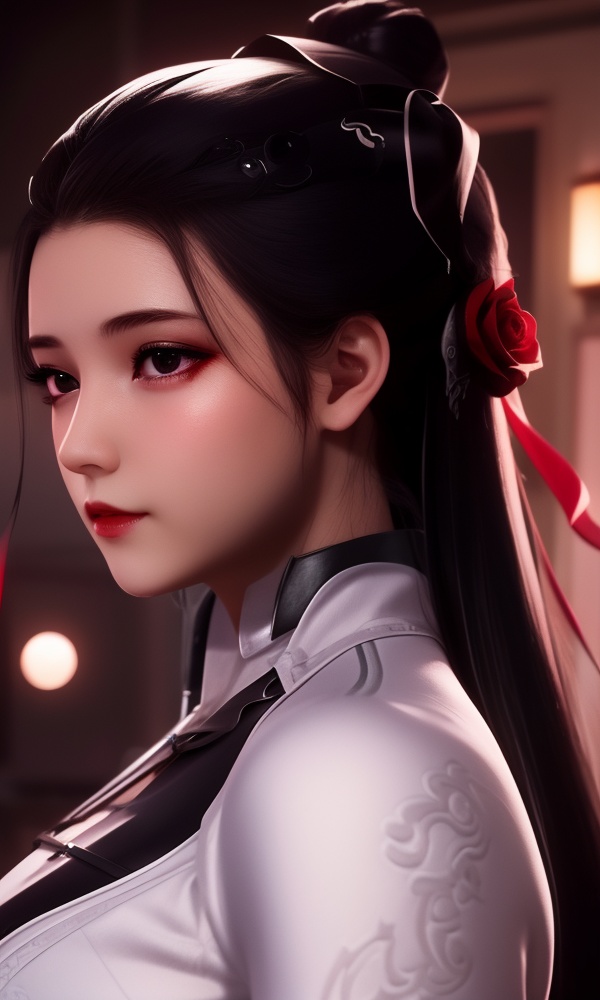 (,1girl, ,best quality, ),looking at viewer, <lora:409-DA-师兄啊师兄-皖江雨:0.8> ,,ultra detailed background,ultra detailed background,ultra realistic 8k cg,, ,masterpiece, (( , )),, ,science fiction,mole, ,    ,red moon, black rose,     (()), (),
