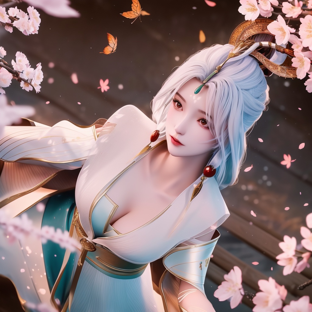 <lora:820-DA-念无双-无双:0.8>, (,1girl, ,best quality, ),,  ,ultra detailed 8k cg,ultra realistic 8k cg, ,masterpiece, (( , )),, ,science fiction,mole, ,    ,(,cherry blossoms, autumn leaves,perfect cherry blossom,   ), (cleavage),, butterfly,