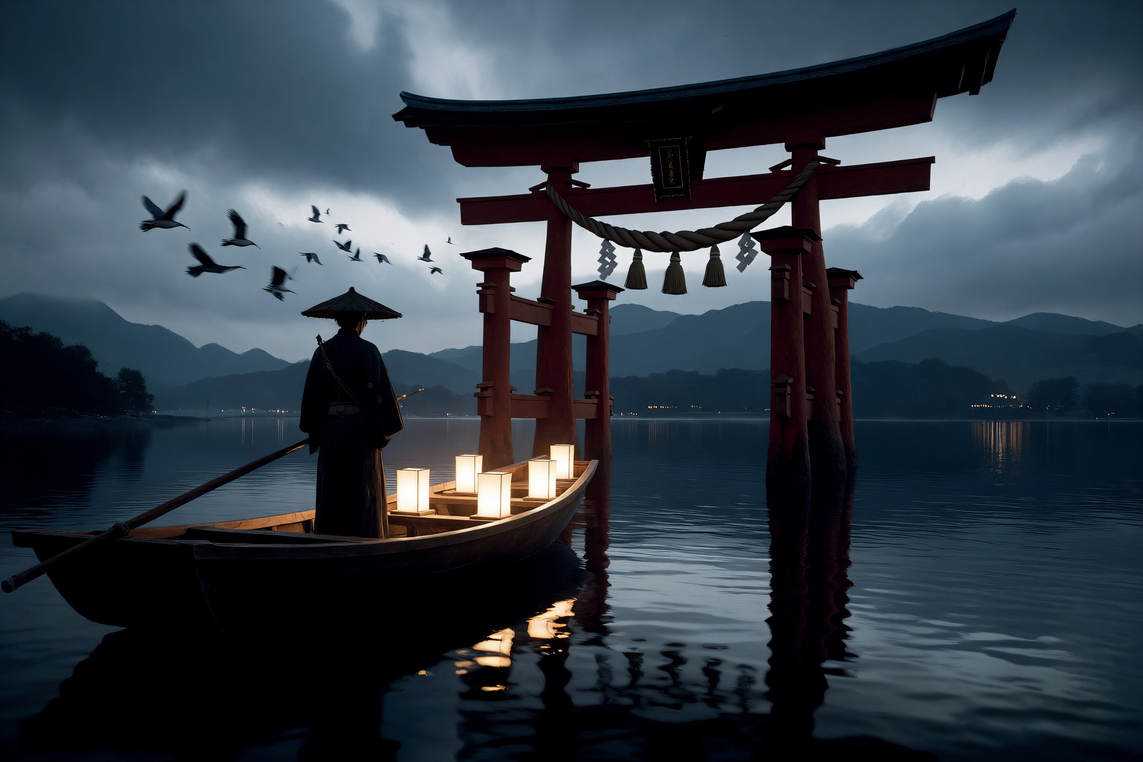 Ghost of Tsushima Style,  scenery,  watercraft on Tensor.Art