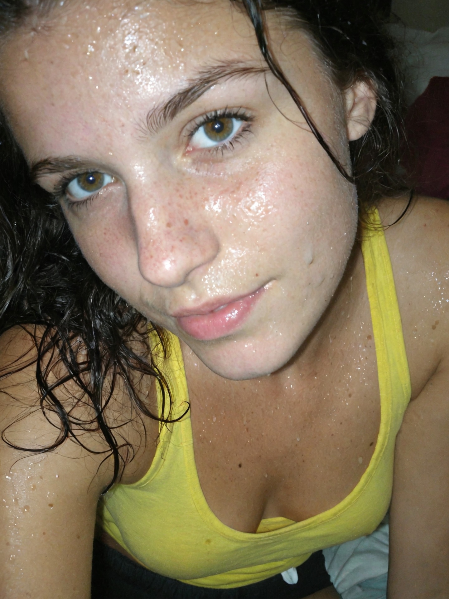 ******* low light close up shot,  raw unedited candid photo,  point and shoot camera photo of a 22 year old French woman o...