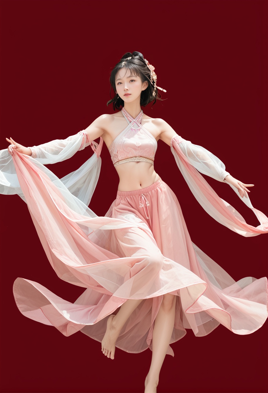 red background,  1girl,  solo on Tensor.Art