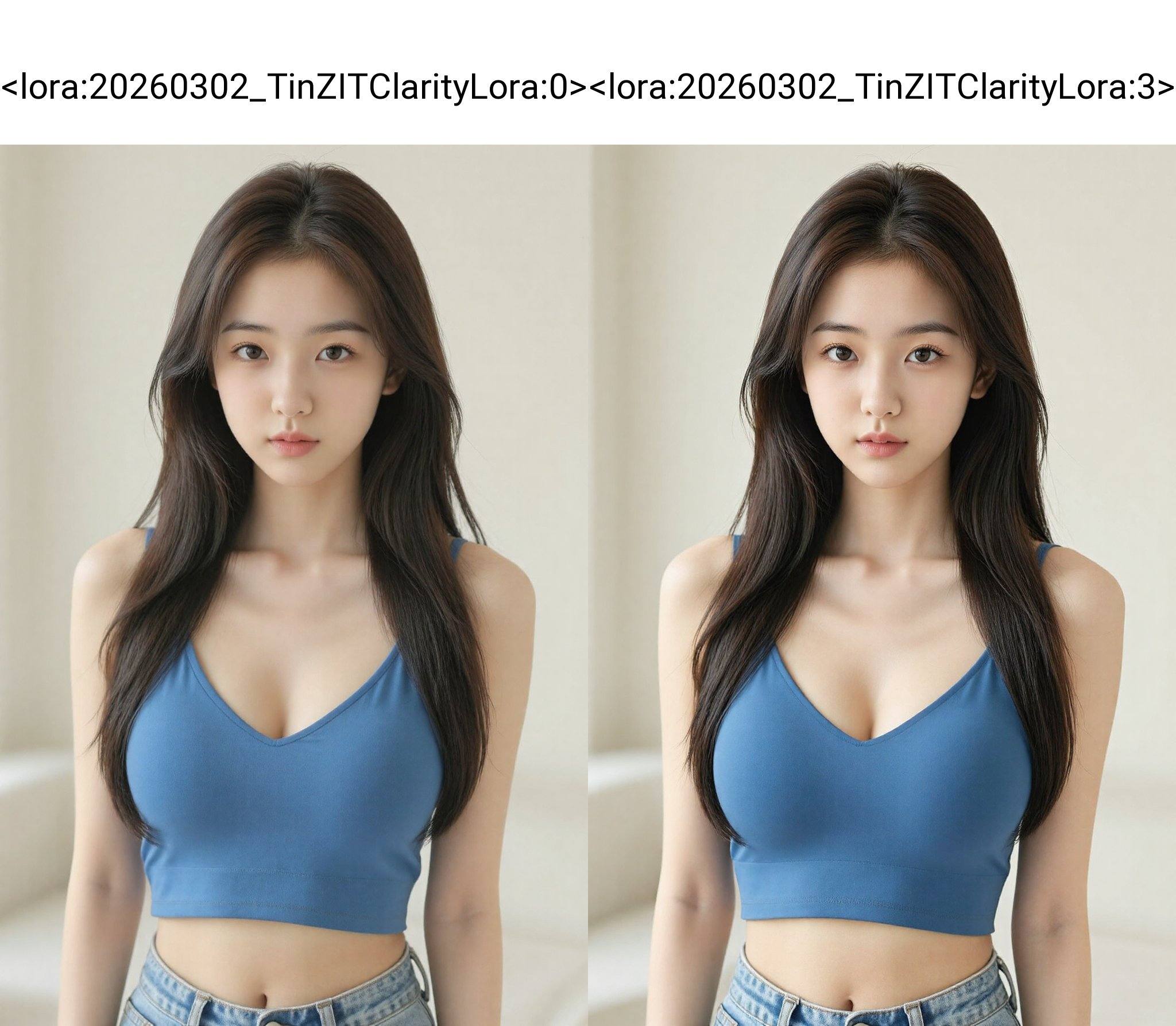 A young Asian woman,  likely in her early twenties,  is centered in the frame on Tensor.Art