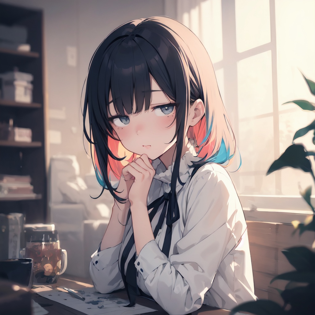 kawaii illustration. colorful sketch,  emo girl,  atmosphere on Tensor.Art