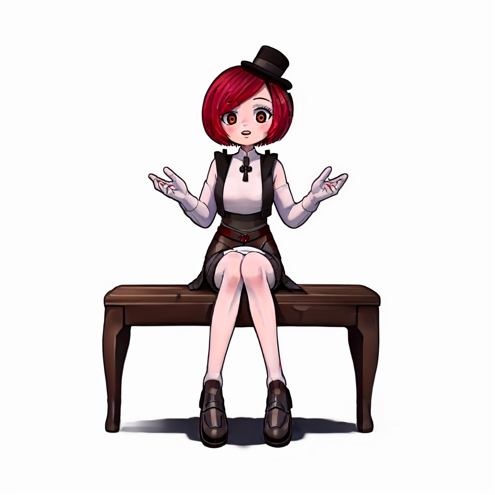 qijimiss(IP),Graphic illustration, GIRL, kwamiss， sitting,full body,red hair, clean white background <lora:kwamiss v1-000020:0.8><lora:gurin V2-25:0.6>  